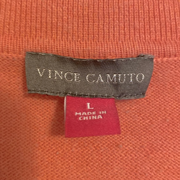 VINCE CAMUTO collared V-neck sweater size Large color peach - Picture 2 of 4